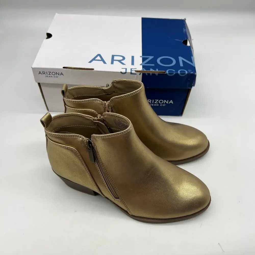Arizona Jean Co Womens Castle Stacked Heel Booties Gold Size 7W